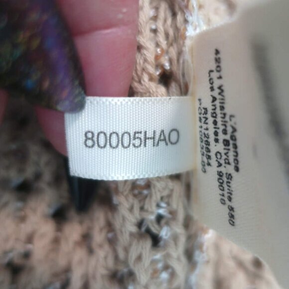 L'Agence Blanca Sequin Cardigan Beige/Gold Crochet Knit Size Small - Picture 9 of 9